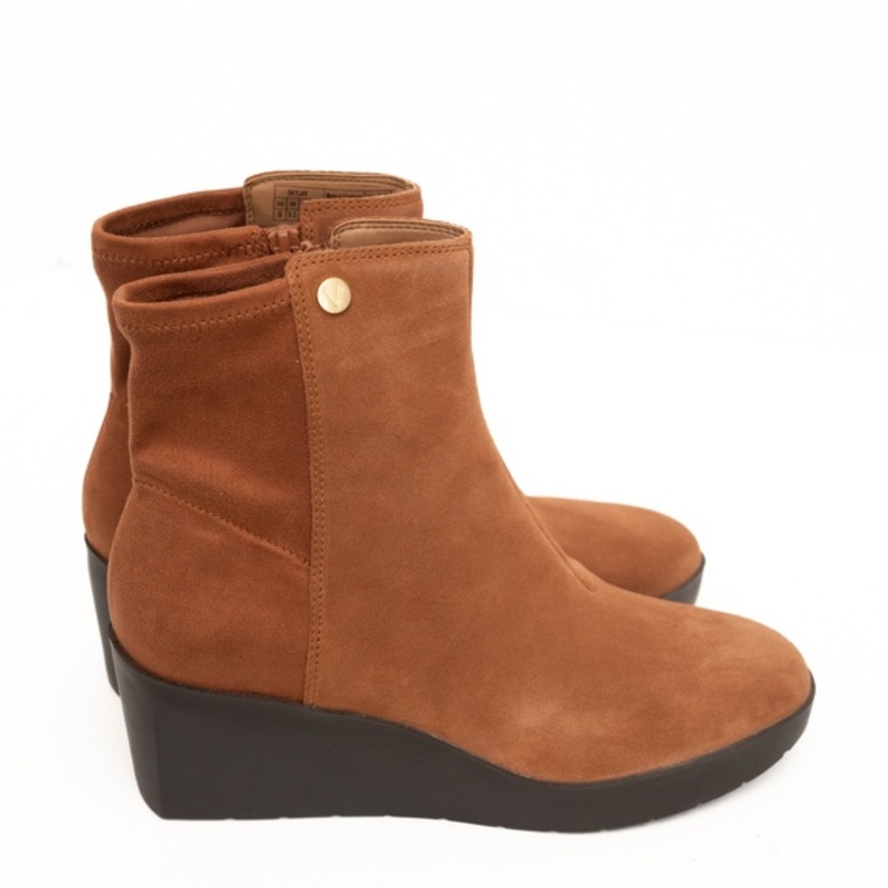 Vionic Skylar Tan Suede‎ Ankle Wedge Boots